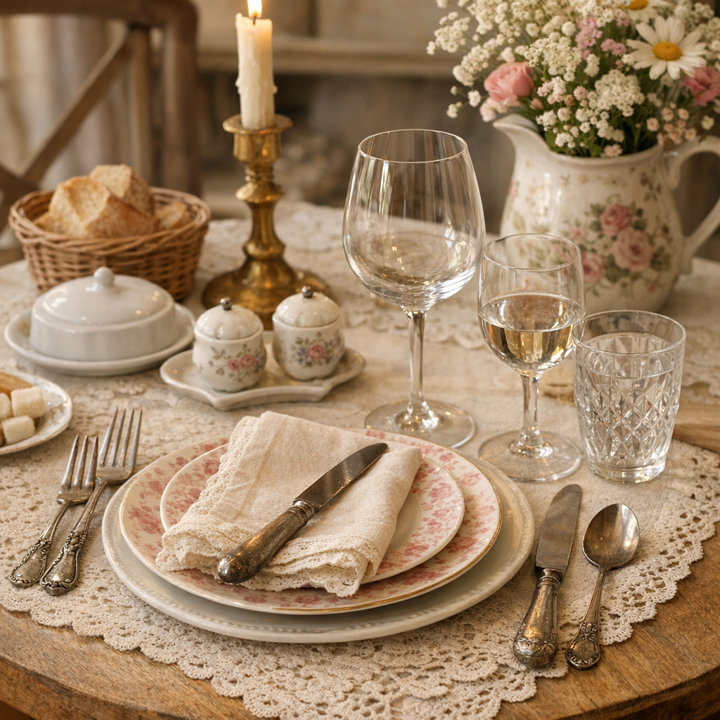 Dresser une table façon bistrot : ordre des verres, assiettes et détails grand-mère