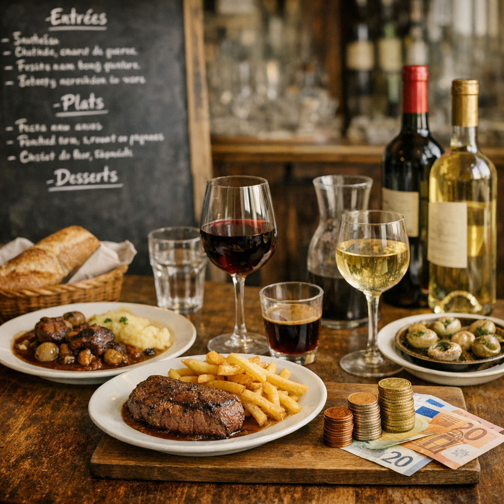Menu de bistrot parisien : plats, cave et repères de budget