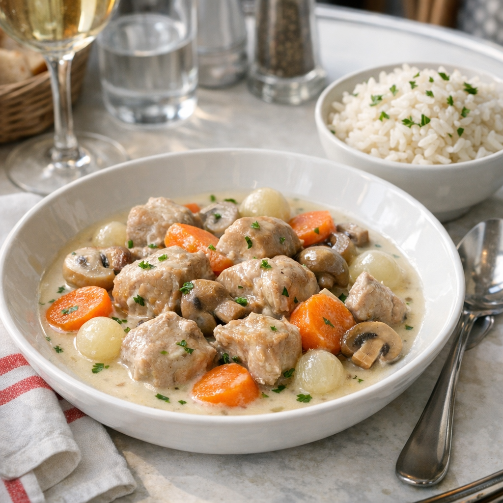 La Blanquette de veau à la cocotte minute reste fondante