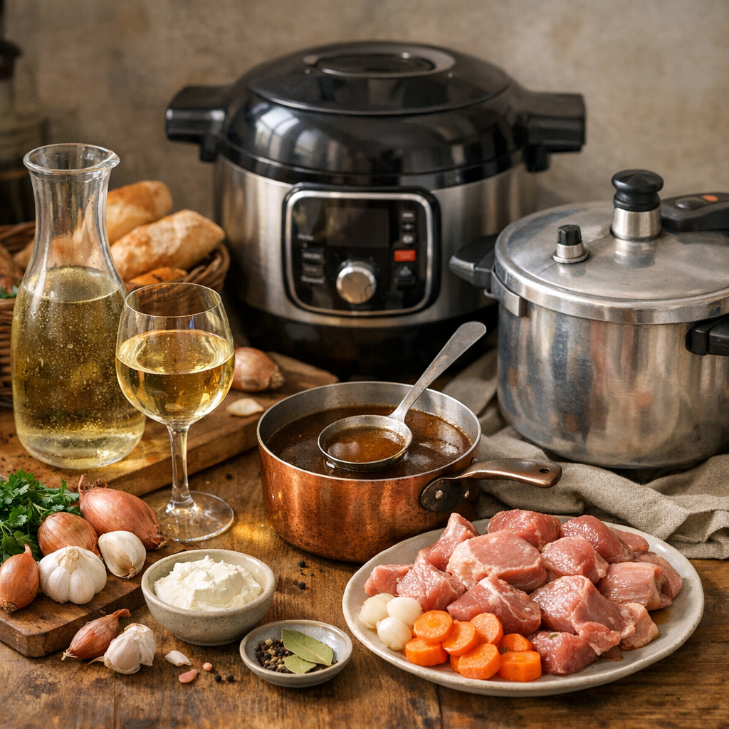 Variantes de bistrot : vin blanc, fond de veau, Cookeo ou cocotte minute