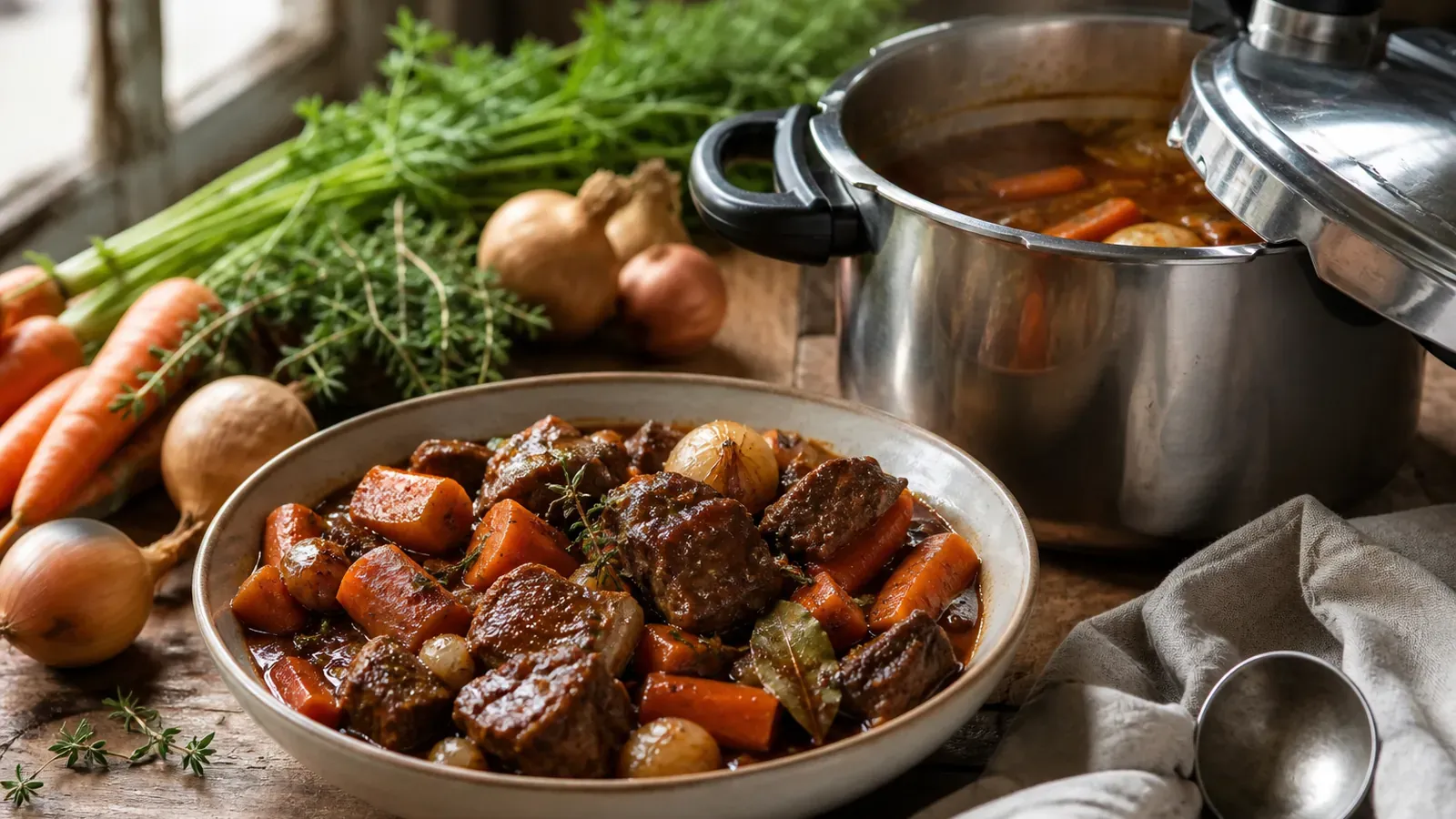 Bœuf carottes à la cocotte-minute : le bœuf mode express