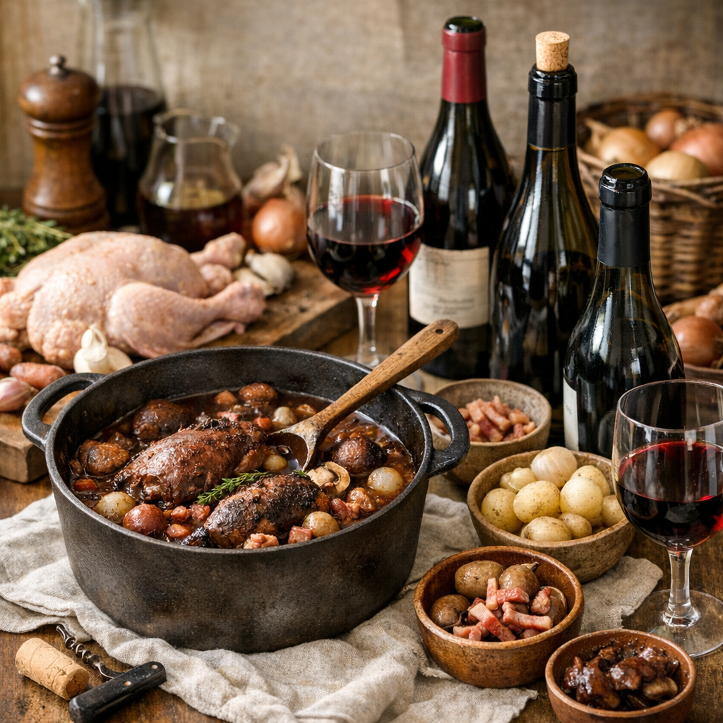 Quel vin choisir pour faire et boire un coq au vin rouge ?