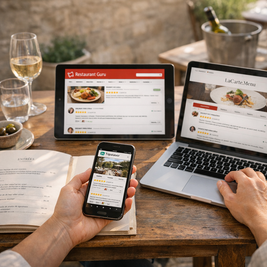 Avis et fiabilité : lire Tripadvisor, RestaurantGuru et LaCarte.Menu sans se tromper
