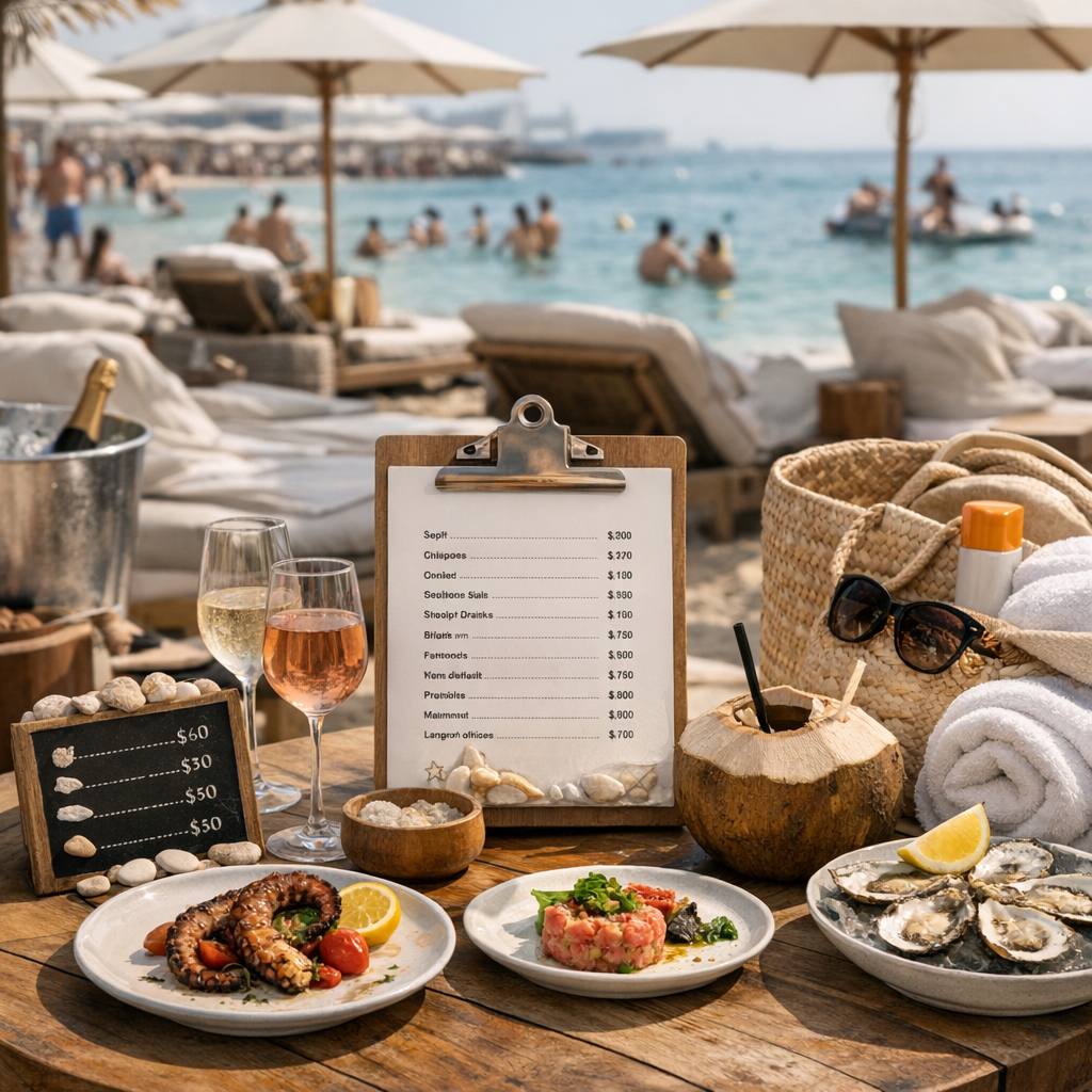 Prices : repères de prix sourcés pour le menu et la plage