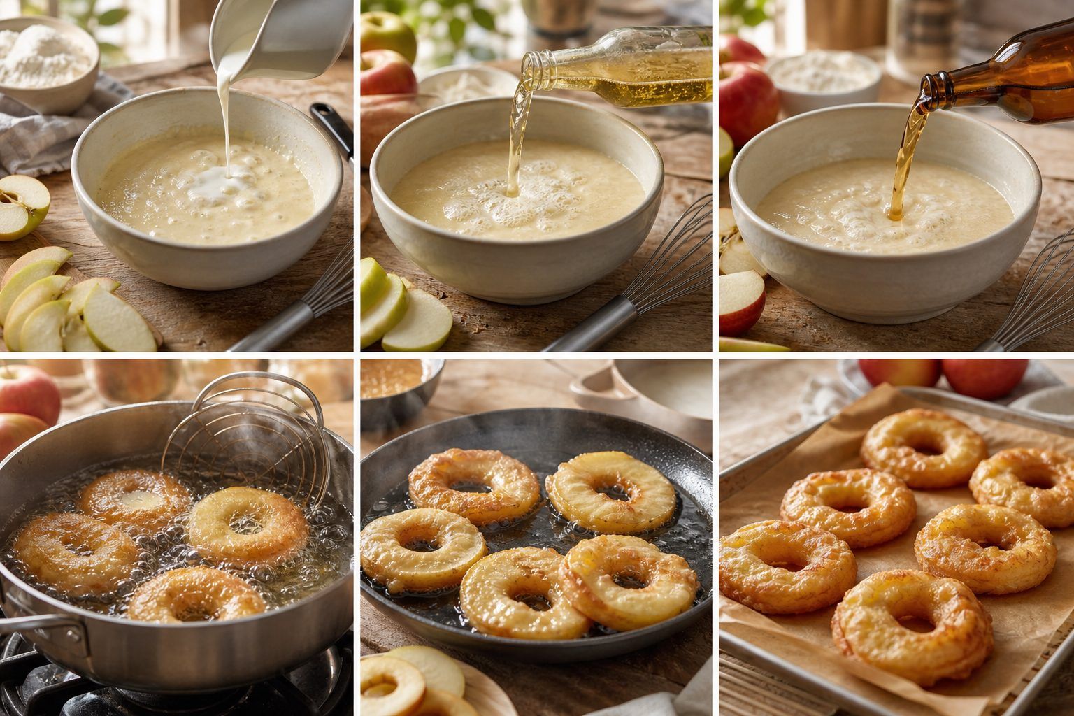 Tableau des variantes de pâte : lait, bière, cidre, friture ou four