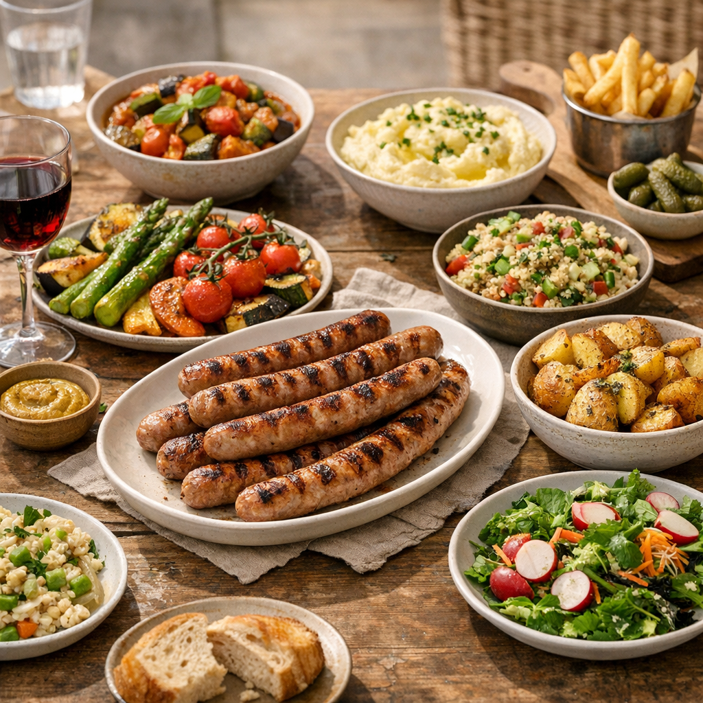 Accompagnement chipolatas : légumes, féculents et accords bistrot par saison