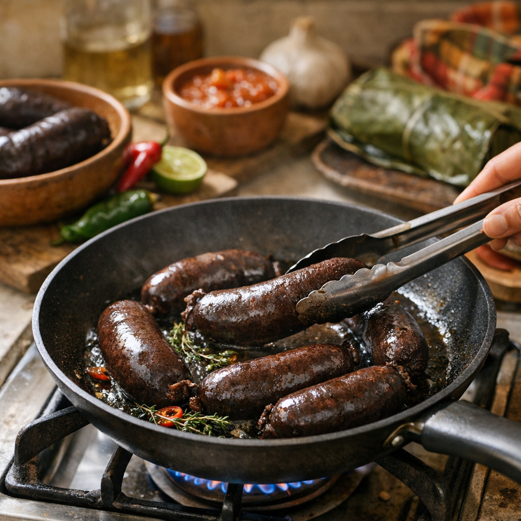 Cuisson et réchauffage du boudin antillais sans l’éclater