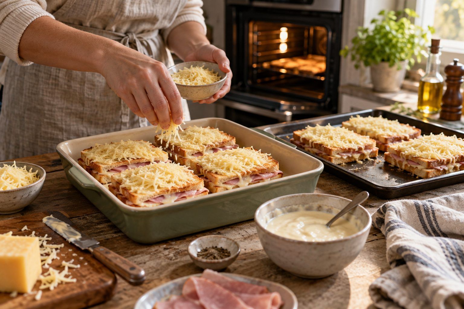 Préparation : la recette du croque-monsieur au four