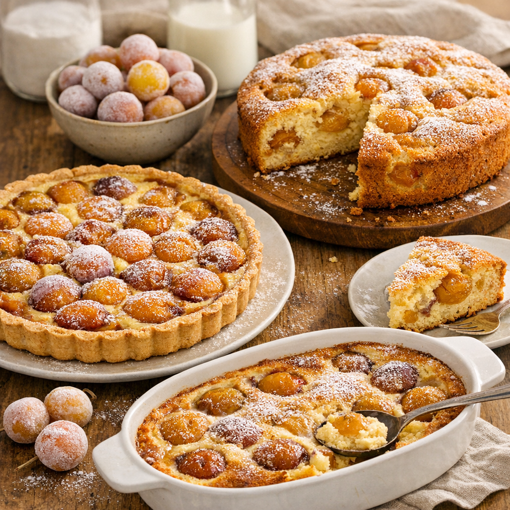 Variantes avec mirabelles congelées : tarte, gâteau moelleux, far