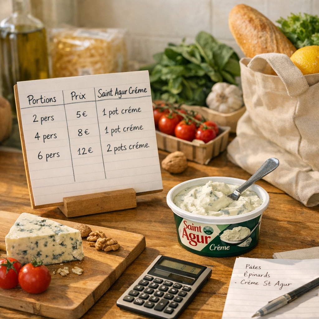 Portions, prix et Saint Agur crème : le tableau pratique avant les courses