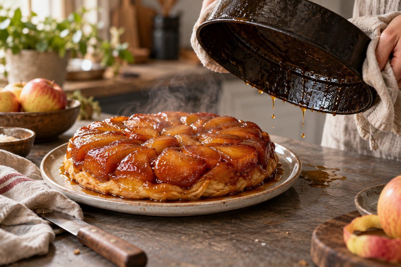 Quand renverser la tarte Tatin, et pourquoi elle rend de l'eau