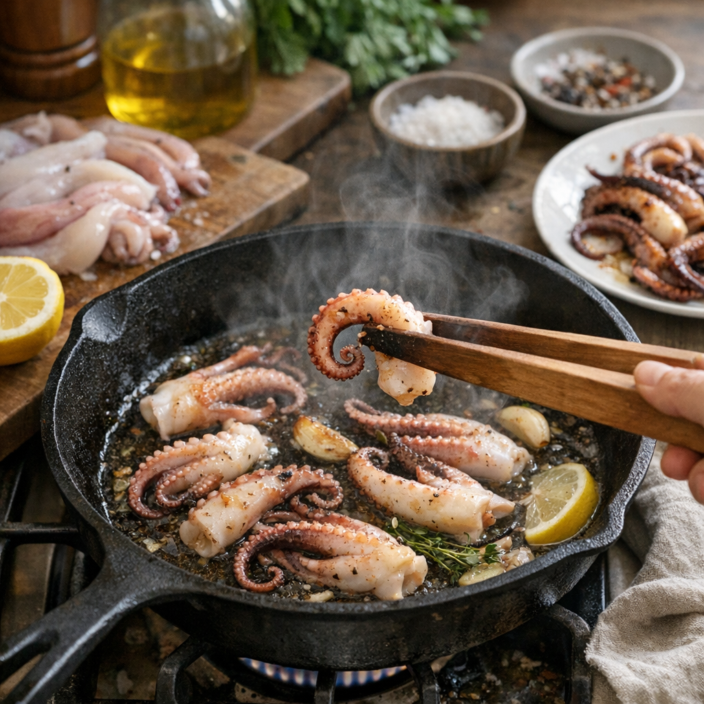 Comment faire cuire des tentacules d’encornet pour qu’ils soient tendres ?