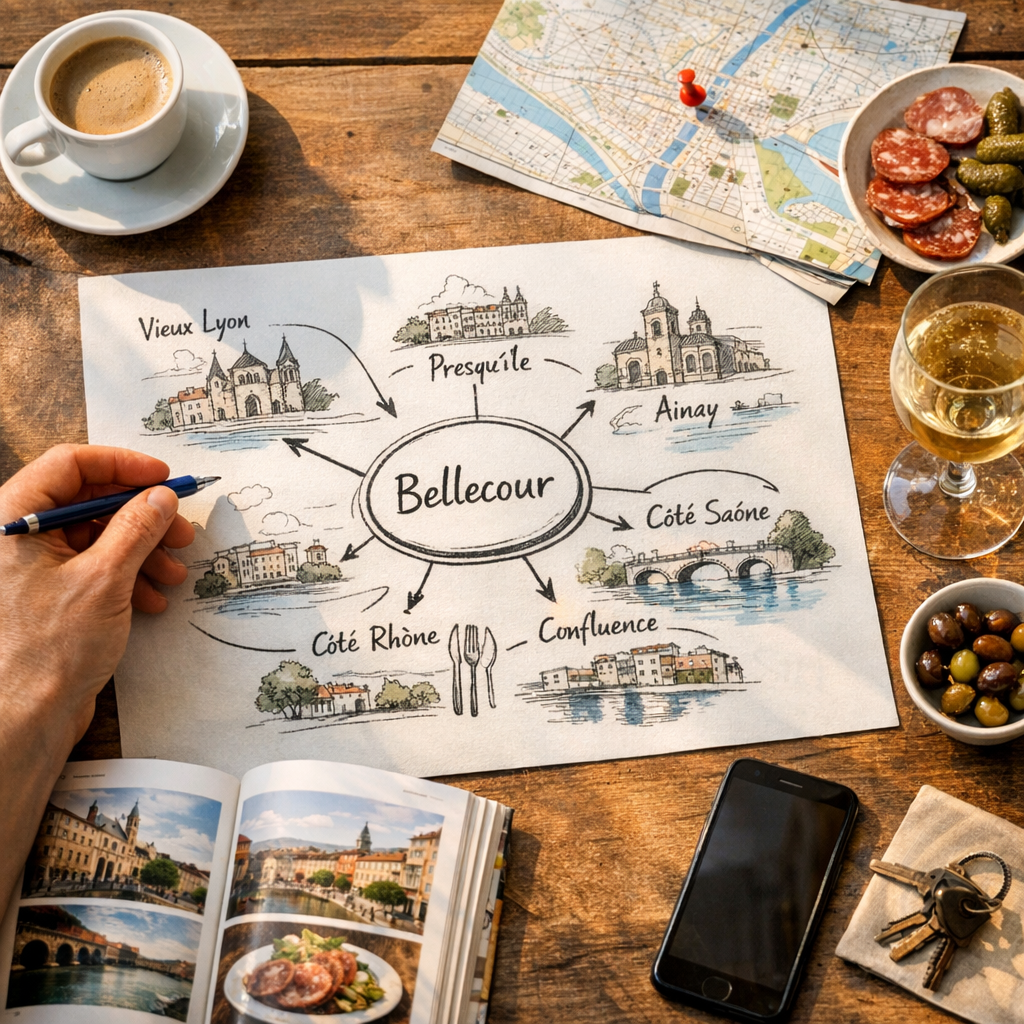 Carte mentale : où chercher un restaurant autour de Bellecour