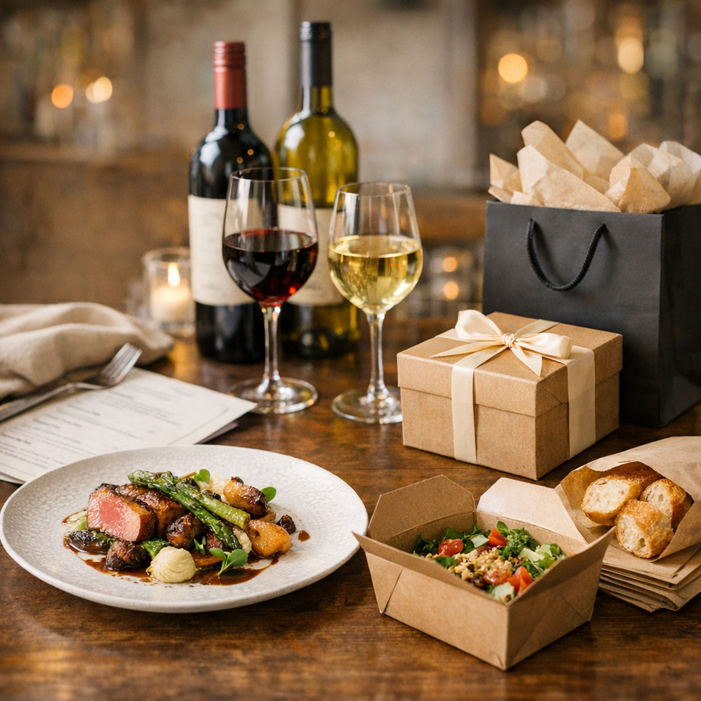 Votre restaurant semi gastronomique en quelques mots : menu, vins, emporter, cadeau