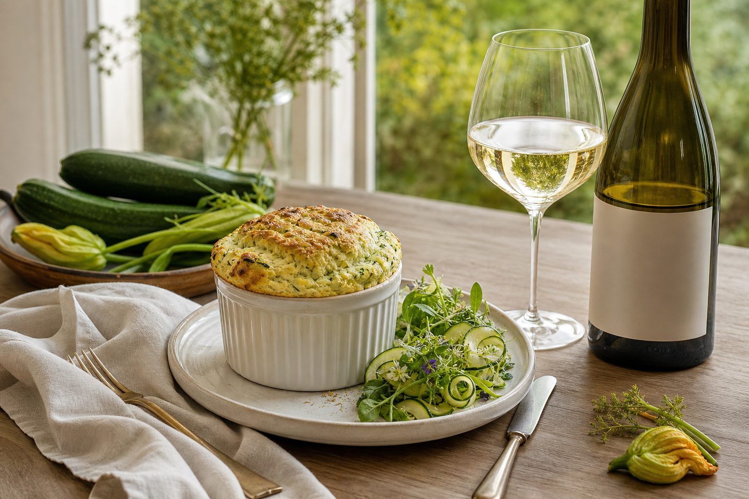 Quel vin et quel accompagnement pour un soufflé aux courgettes