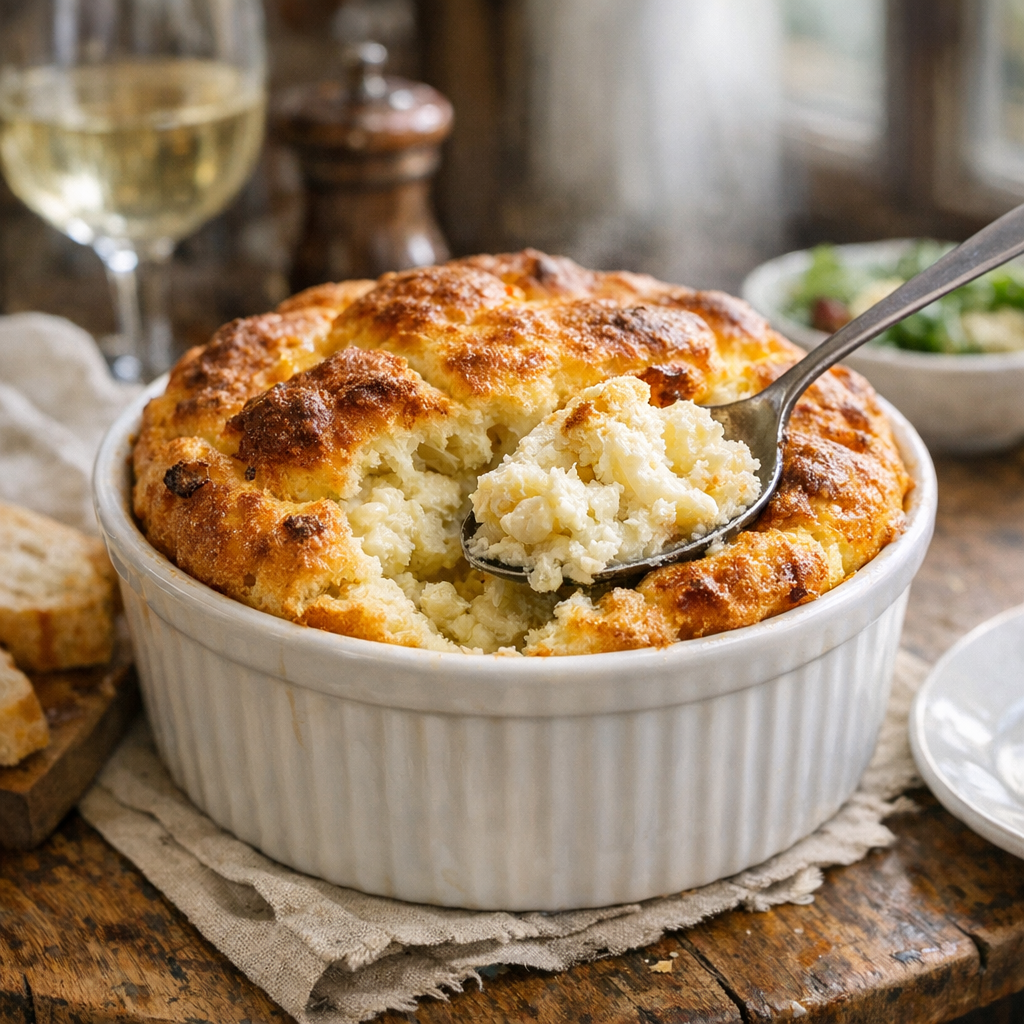 Ce soufflé au chou-fleur reste léger et tient à la cuisson