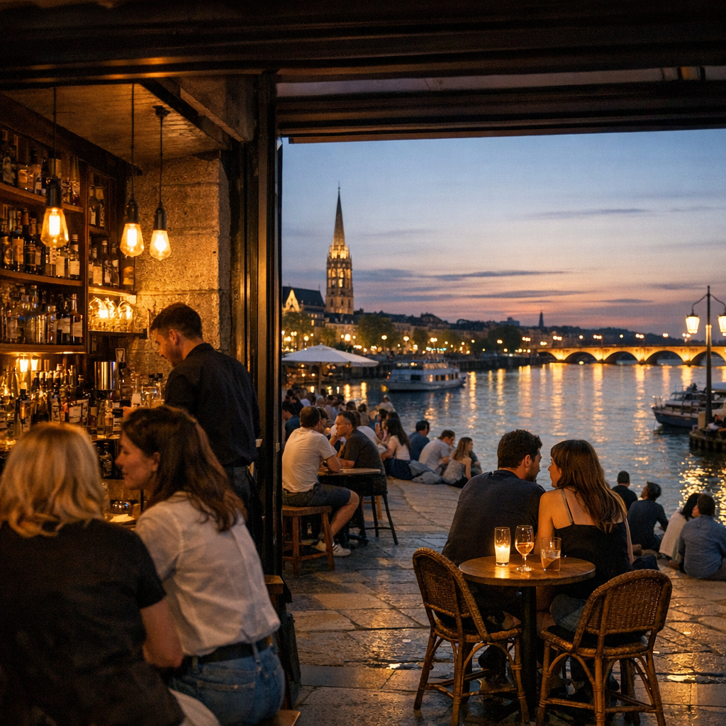 Le soir : Symbiose Cocktail Bar et ambiance des quais