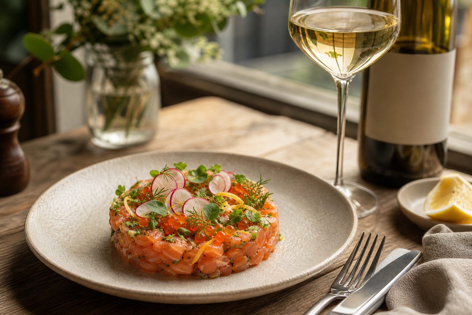 Quel vin et quel dressage pour sublimer un tartare de saumon gastronomique